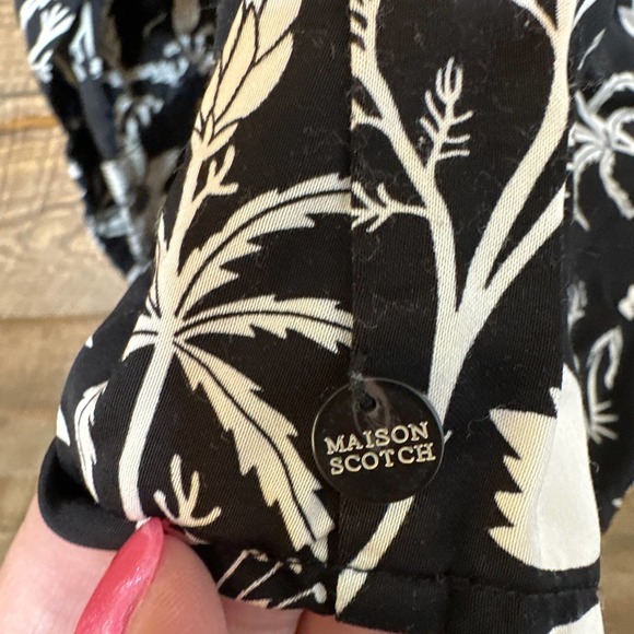 Scotch & Soda Floral Button Down Shirt Black Collared Long Sleeve Size XS - Picture 7 of 10